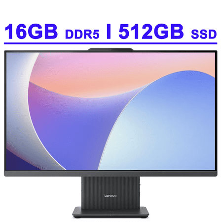 Lenovo IdeaCentre AIO Desktop 27" FHD IPS Touchscreen (99% sRGB) AMD 6-core AMD Ryzen 5 7535HS 16GB DDR5 512GB SSD Type-C HARMAN Wi-Fi6 5MP Camera Win11
