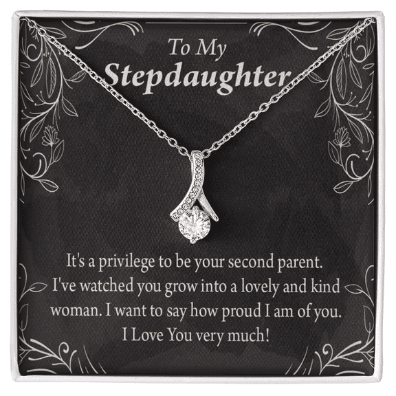 To My Stepdaughter Proud of You Alluring Ribbon Necklace Message Card