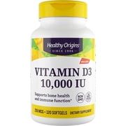 Healthy Origins Vitamin D3 10,000 IU (Non-GMO, High Potency, Bone Support, Immune Support, Gluten Free), 120 Softgels