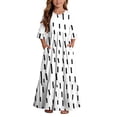 thumbnail image 2 of ITSAME Girls A-Line Dress Crew Neck 3/4 Sleeve Flowy Ruffle Summer Casual Fashion Printed Dress White Size 8, 2 of 7