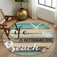 thumbnail image 3 of Life Is Better at The Beach Washable Area Rug&nbsp;5 ft Wood Grain Starfish Shell Summer Soft Round&nbsp;Rugs for Living Room, Non Slip Carpet for Bedroom&nbsp;Entryway Dining Room, 3 of 9