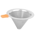 thumbnail image 3 of Coffee Maker Drip Filter Coffee Funnel, Coffee Filter Tool Home Gifts For 1-2 People Filtering Particles, Safe Reusable Double Layer  Stainless Steel, Green Orange Optional, 3 of 8