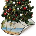 thumbnail image 5 of Coolnut Watercolor Beach Boat Christmas Tree Mats Waterproof Tree Skirt, Colorful Seascape Xmas Tree Stand Tray Mat Floor Protector Pad for Holiday Party Decoration, 28.3", 5 of 6