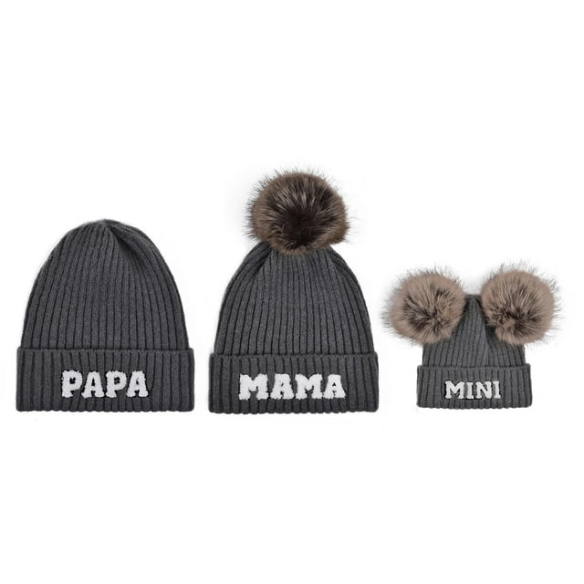 SUNSIOM Family Matching Beanie Hat, Soft Warm Embroidery Letters Winter Cap for Casual Daily