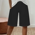 thumbnail image 2 of RYRJJ Bermuda Shorts for Women Knee Length Elastic Waist Drawstring Loose Wide Leg Shorts Summer Casual Beach Short Pants with Pockets(Black,S), 2 of 9