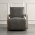 thumbnail image 4 of CHITA Swivel Accent Chair with U-shaped Wood Arm for Living Room Beedroom, Dark Gray Faux Leather&Gray Wood, 4 of 10