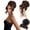 Chocolate Brown, variant on Glamorous Light Blonde Curly Updo Wig with Bangs - 2-in-1 Messy Bun Drawstring Ponytail Extension for Women Party, Club & Holiday Social Events