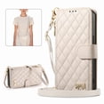 thumbnail image 2 of Funda tipo cartera FOXDOCK para Samsung Galaxy S26 Ultra, estampado de diamantes, correa larga, con ranuras para tarjetas, soporte y cremallera - Blanco, 2 of 6
