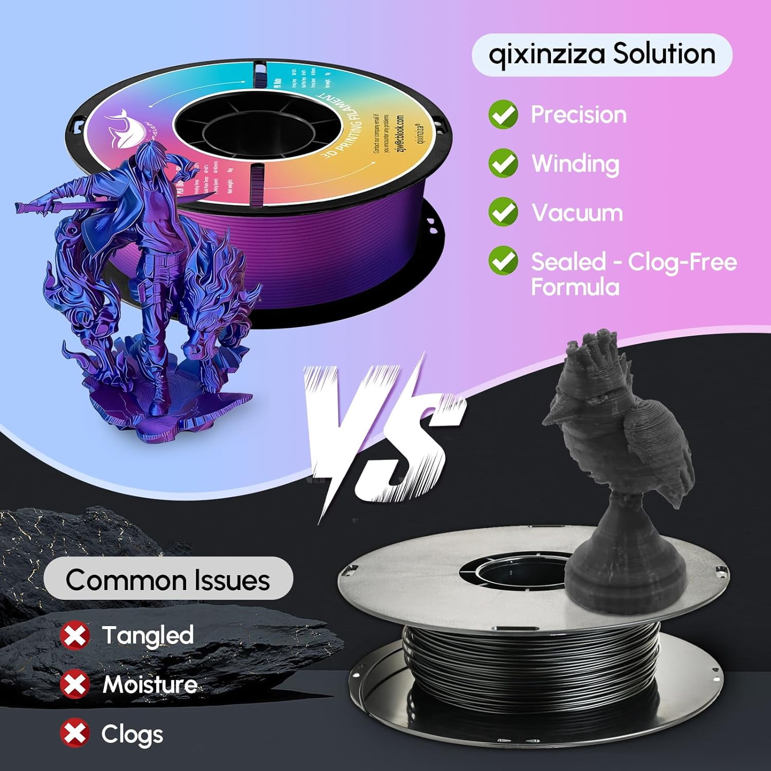 Glow in the Dark Glitter PLA Filament, Sparkling Glow, Needs Charging Under UV/Sunlight for Glow with Shimmer Effect, 1kg Spool (2.2lbs) Fits Most FDM 3D Printers (Glow Blue Glitter)