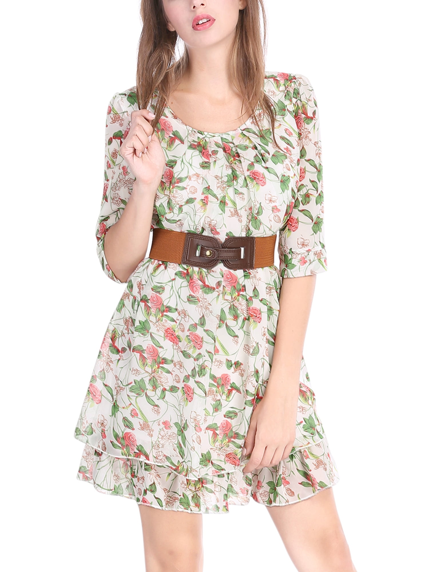 chiffon dress with belt