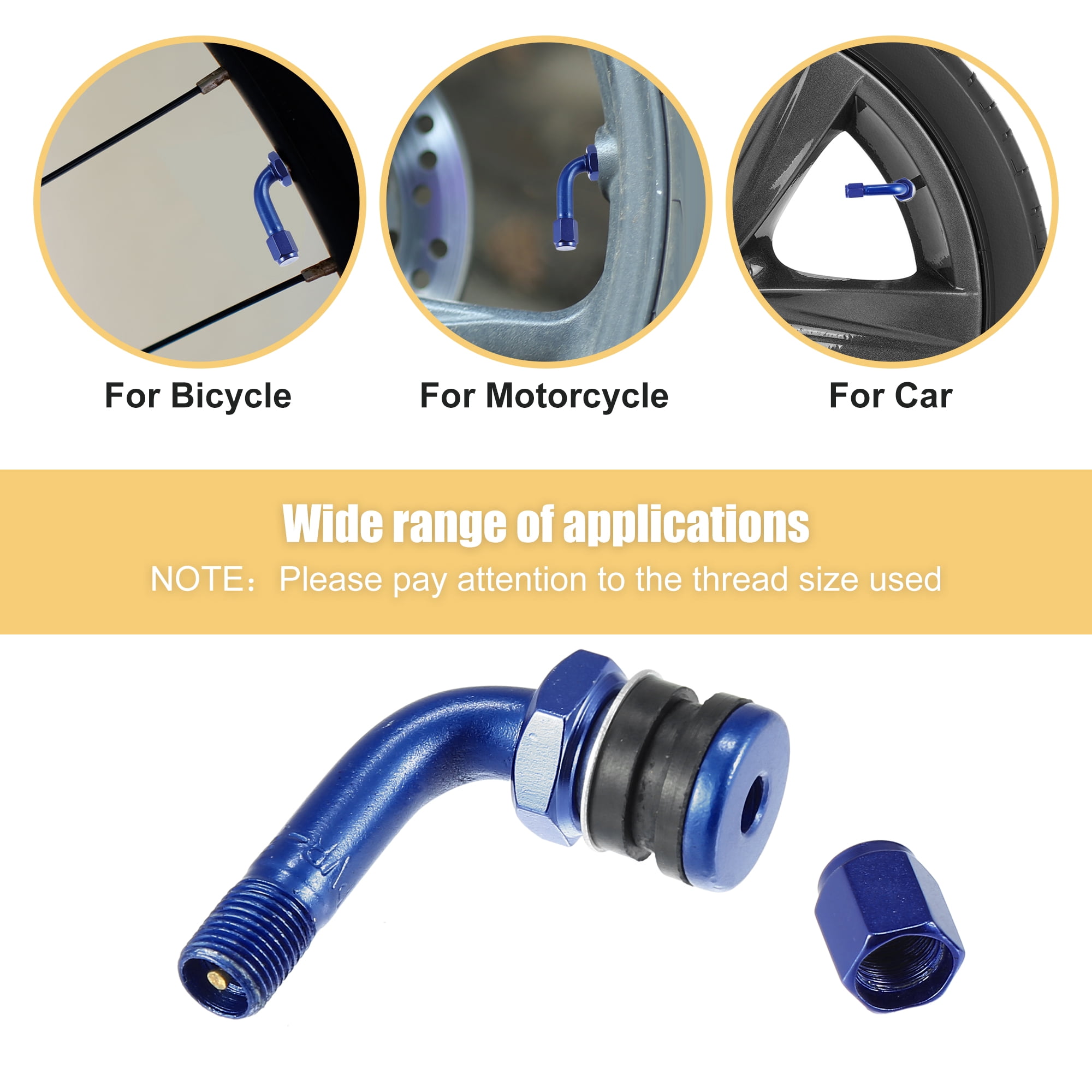 Unique Bargains 2 Pcs Valve Stem Extenders 90 Degree Valve Stem Extension for Car Blue