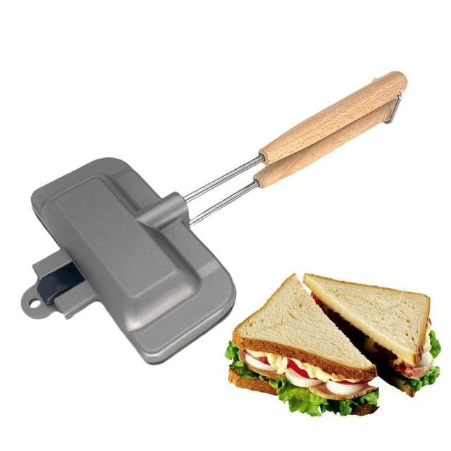 Máquina para hacer sándwiches para el desayuno, tostadora de perritos calientes, sartén antiadherente para freír panqueques con asa extraíble