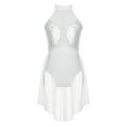 thumbnail image 3 of YONGHS Kids Girls Sleeveless Ballet Dance Leotard Irregular Dress Ballroom Latin Lyrical Dancewear White 4, 3 of 7