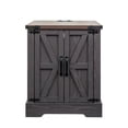 thumbnail image 5 of Farmhouse End Table with Charging Station and Adjustable Shelf, For Bedroom, Living Room, Grey, 5 of 17