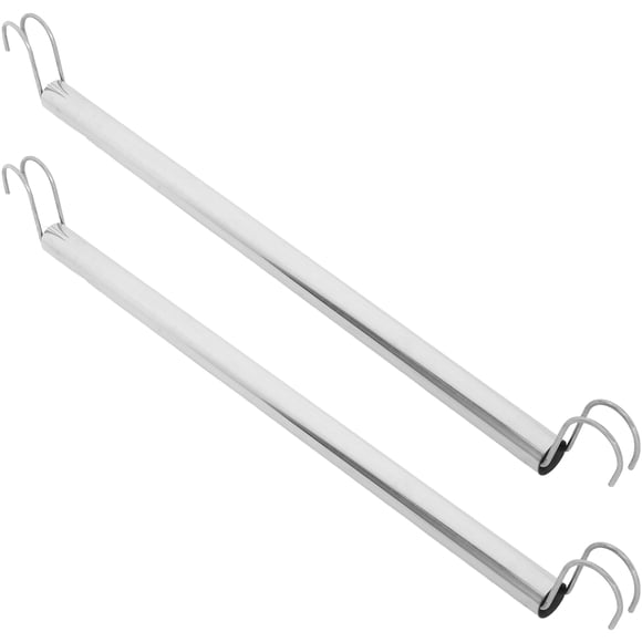 ETHZZLE 2Pcs Stainless Steel Wardrobe Rail with Adjustable Hooks Closet Hanging Clothes Rack for Bathroom Organization