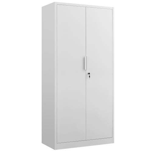 white 70-Inch 2-Door File Cabinet with Lock, 4 Adjustable Shelves, Heavy-Duty Steel Construction, for Commercial Office, Home Office, Legal Size & Letter File Storage, Organization Cabinet