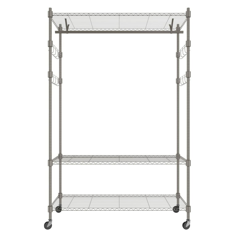 Garment Rack 3 Tiers Heavy Duty Clothes Rack Rolling Free-Standing
