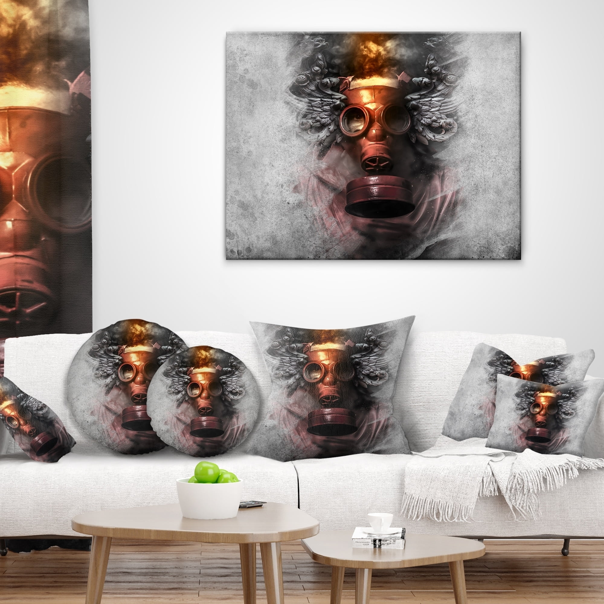 Design Art Designart Toxic Man In Mask Abstract Portrait Throw Pillow Walmart Com Walmart Com