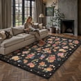 thumbnail image 4 of PureCozy 9'x12' Large Area Rugs for Living Room Floral Farmhouse Bedroom Dining room Office Soft Washable Non-slip Black Rugs Carpets, Black, 4 of 7