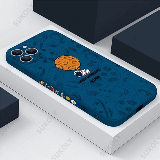 Funda para iPhone 13 12 11 14 Pro MAX 13 Mini XS XR X 8 7 Plus SE 2 2020 2022 Coque Cute Space Astronaut Planet Fundas blandas Tan Jianjun unisex