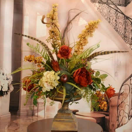 Fl Home Decor Large Silk Flower Arrangement With Feathers Fl Home Decor Large Silk Flower Arrangement With Feathers