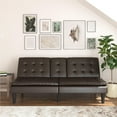 Mainstays Memory Foam Futon with Cupholder and USB, Dark Brown Faux