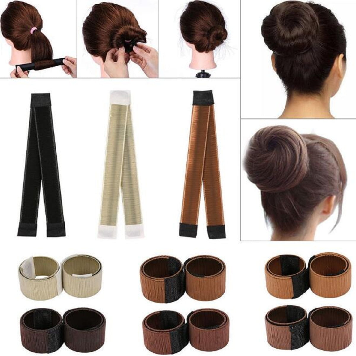 1 Pc Women Hair Styling Donut Former Foam French Twist DIY Tool Bun Maker Tools