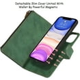 thumbnail image 5 of Wallet Case Compatible with iPhone 11 Detachable 2 in 1 Magnetic Zipper Case,[6 Card Slots] [Wrist Strap] [Stand Feature] Luxury Leather Slim Cover Case for iPhone 11,6.1 inch Green, 5 of 14
