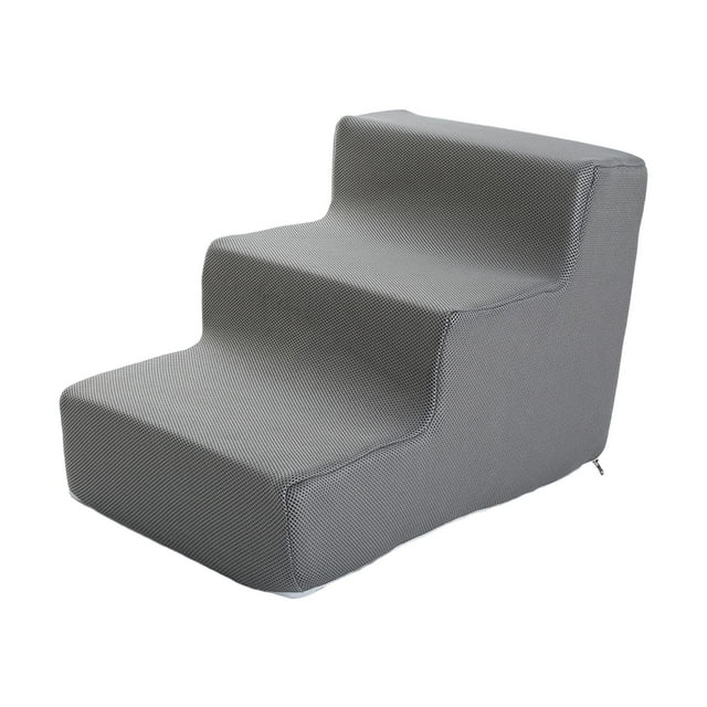 tamizeot Dog Stairs Ladder Cat Ramp Pet Multipurpose Steps Stairs for Small Dogs Cats L 3 Step Balck Grey 3 Step