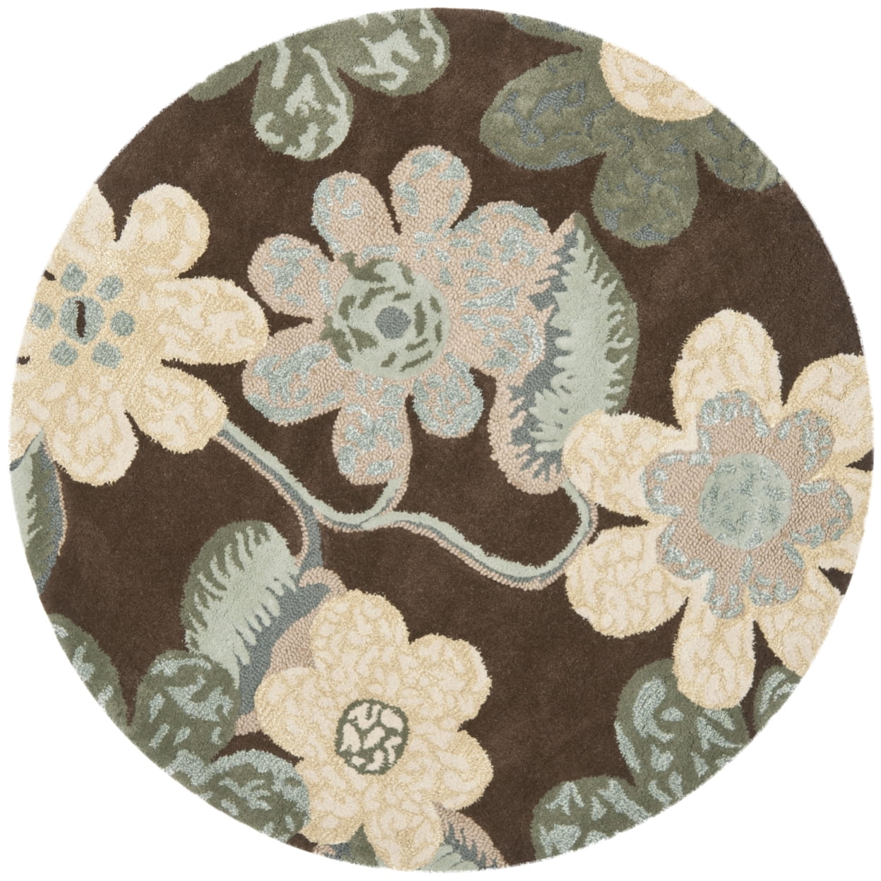 SAFAVIEH Bella Dayna Floral Flowers Wool Area Rug, Brown/Multi, 8' x 10'