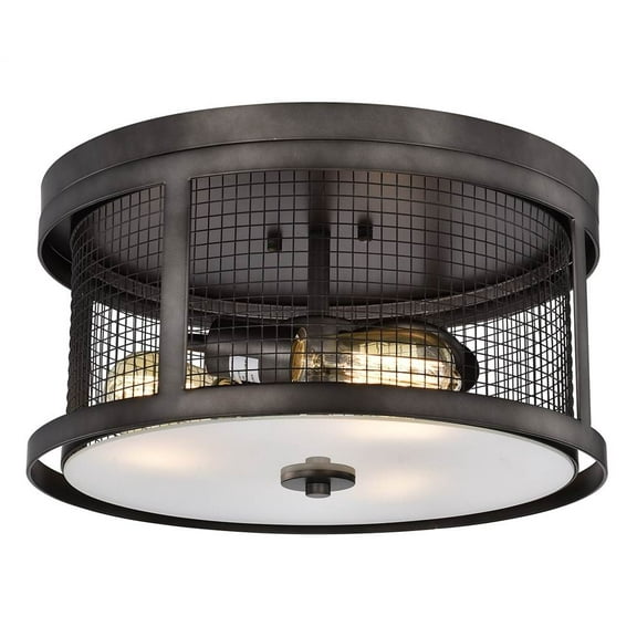 Warehouse of Tiffany CM207/3SG Barn 16 in. 3-Light Indoor Silver Gray Finish Flush Mount Ceiling Light with Light Kit
