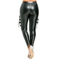 thumbnail image 3 of Women’s Faux Leather Lace-Up Leggings – High Waist Gothic Pants with Mesh Panels and Buckle Straps, 3 of 6