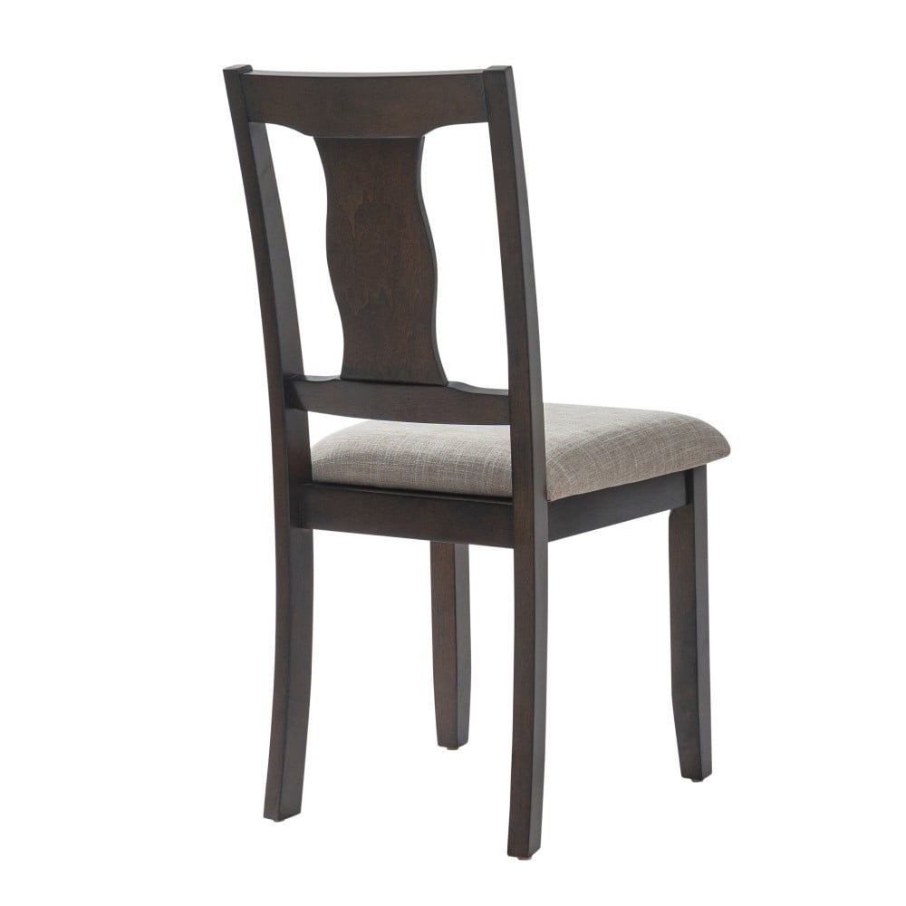 Dining Chairs Set of 2, Mid Century Modern Wood Chairs with Padded Upholstered Seats, High Backrest, Accent Kitchen Chairs, Espresso Beige