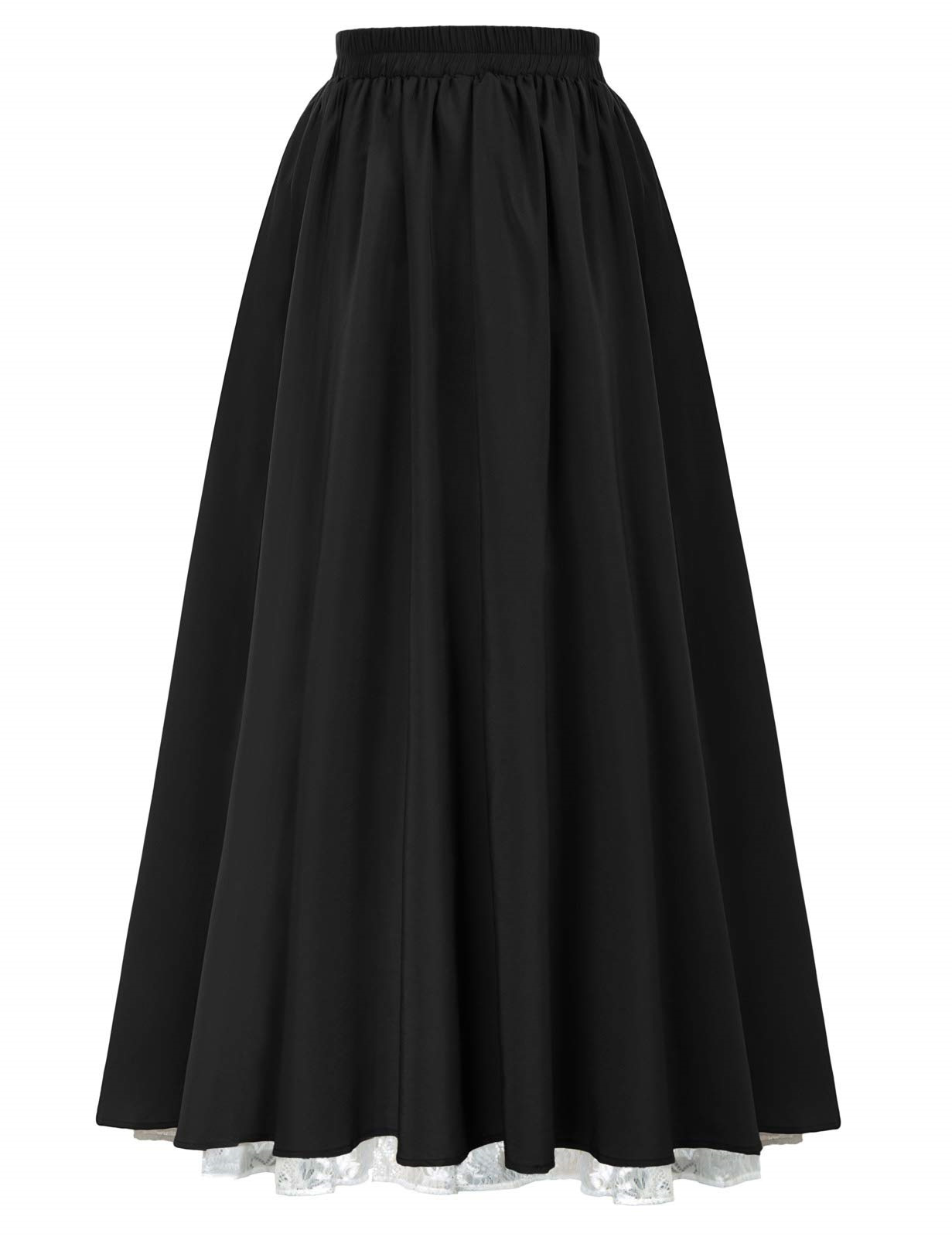 Maxi Long Skirt for Women Elastic High Waist Double-Layer Victorian ...