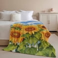 thumbnail image 2 of Throw Blanket for Couch Sunflower Retro Plant Soft Fleece Flannel Blankets Cozy Lightweight Blanket for Home Sofa Living Room Branch Leaves Bed Throws 30" x 40", 2 of 9
