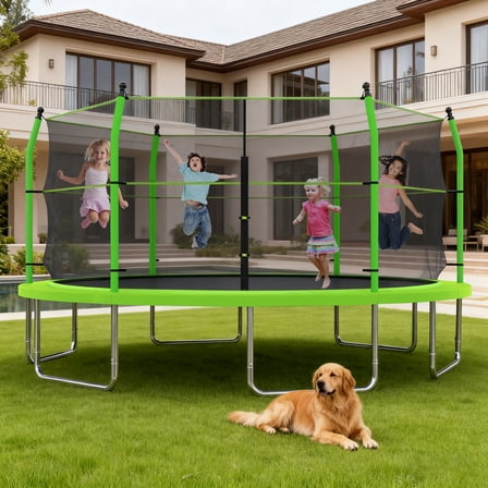 16ft Trampoline with Ladder and Enclosure Net, Heavy-duty 16' Outdoor Trampoline for Backyard