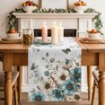 thumbnail image 2 of Farmhouse Teal Tulips Table Runner 72 Inches Long - Spring Summer Vintage Floral Kitchen Dining Burlap Linen Tablerunner for Small/Round/Square/Wedding/Coffee/Dining Table Party Home Décor 16 x 72, 2 of 9