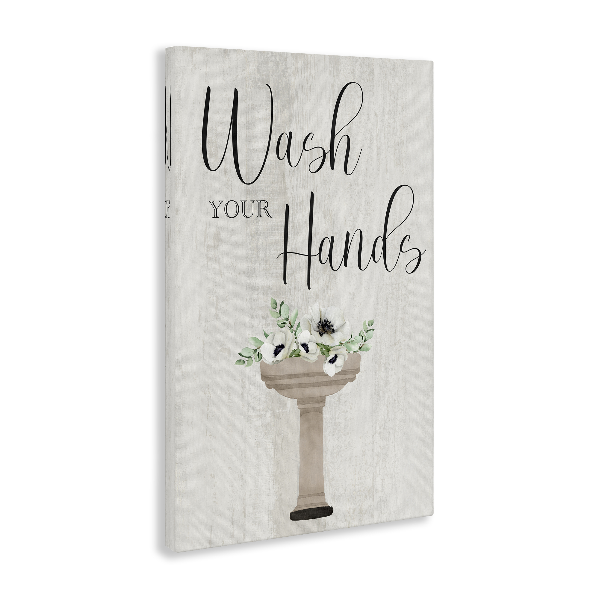 Stupell Industries Wash Your Hands Poppies Bath & Laundry Painting Wrapped Canvas Art Print Wall Art, 24 x 36