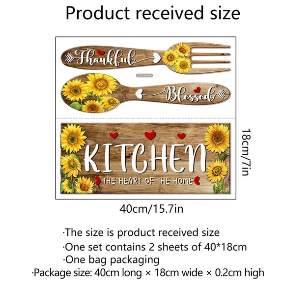 Large Sunflower Wall Sticker Self-Apply Kitchen Wall Decor for Home Decor