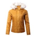 thumbnail image 2 of A2Y Women's Lightweight Faux Fur Hoodie High Neck Puffer Outerwear Jacket Dark Mustard M, 2 of 5