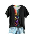 thumbnail image 2 of Tops for Women Short Sleeved Round Neck Rainbow Casual Printed T-shirt Top Multicolor S, 2 of 3
