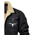 thumbnail image 3 of Men's casual heavyweight cotton-polyester jacket with buckle closure, multiple pockets and bull head logo - solid color autumn and winter coat, 3 of 5