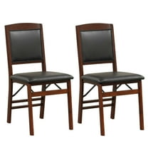 GVN Set of 2 Folding Dining Chairs with Padded Seat and High Backrest-Brown, Dining Room Chairs, Lounge Chair for Kitchen, Dining, Bedroom, Living