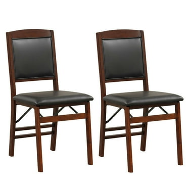 GVN Set of 2 Folding Dining Chairs with Padded Seat and High Backrest-Brown, Dining Room Chairs, Lounge Chair for Kitchen, Dining, Bedroom, Living