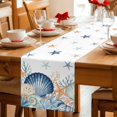 thumbnail image 5 of Navy Blue Coastal Table Runner 72 Inches, Shell Starfish Coral Nautical Summer Beach Bed Runner Dresser Scarves Tabletop for Indoor Outdoor Parties/Ceremony/Banquet, 14" x 72", 5 of 9