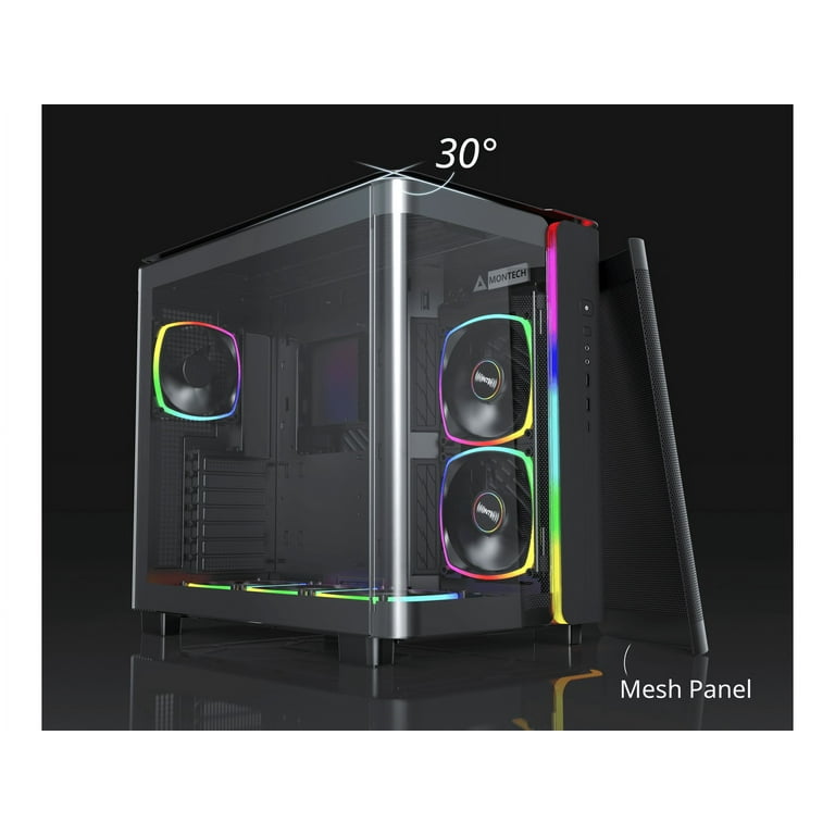 MONTECH, KING 95 PRO Dual-Chamber ATX Mid-Tower PC Gaming Case, High-Airflow, Toolless Panels, Sturdy Curved Tempered Glass Front, Six ARGB PWM Fan MONTECH, KING 95 PRO Dual-Chamber ATX Mid-Tower PC Gaming Case, High-Airflow, Toolless Panels, Sturdy Curved Tempered Glass Front, Six ARGB PWM Fan