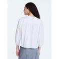 thumbnail image 4 of Free Assembly Women's Shirred Cotton Button Down Blouse with Long Sleeves, Sizes XS-XXL, 4 of 6