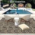 thumbnail image 7 of HIWEAVER 9' x 18' Black/Brown Outdoor Rug PP Plastic Straw Woven Waterproof Patio Rug with Border Portable Outside Carpet for Balcony Deck Picnic Garden Decor, 7 of 7