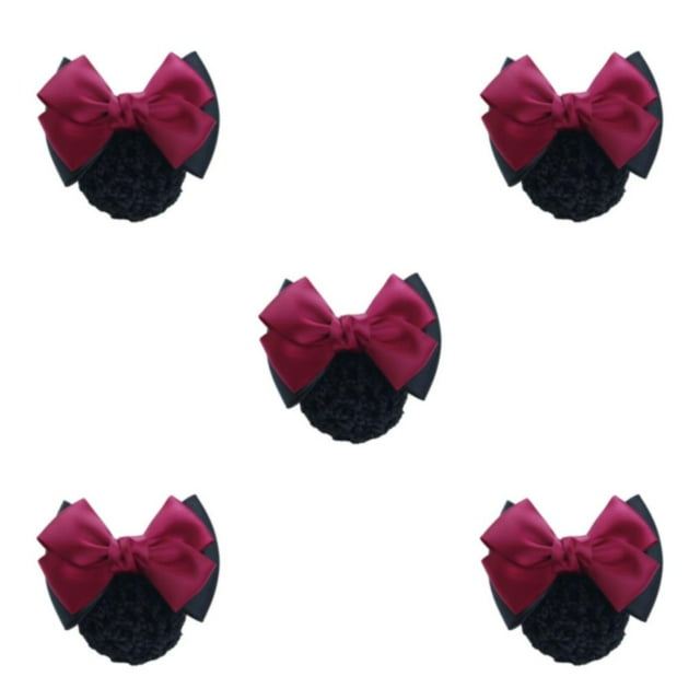 Transemion Filet à Cheveux à Grand Application pour un Style Élégant et Professionnel, Bons Cadeaux, Deux Nœuds - rose Rouge 5Ensemble