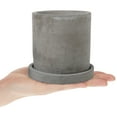 thumbnail image 6 of MyGift 4-Inch Unglazed Cement Succulent Planter with Saucer, Set of 4, 6 of 6